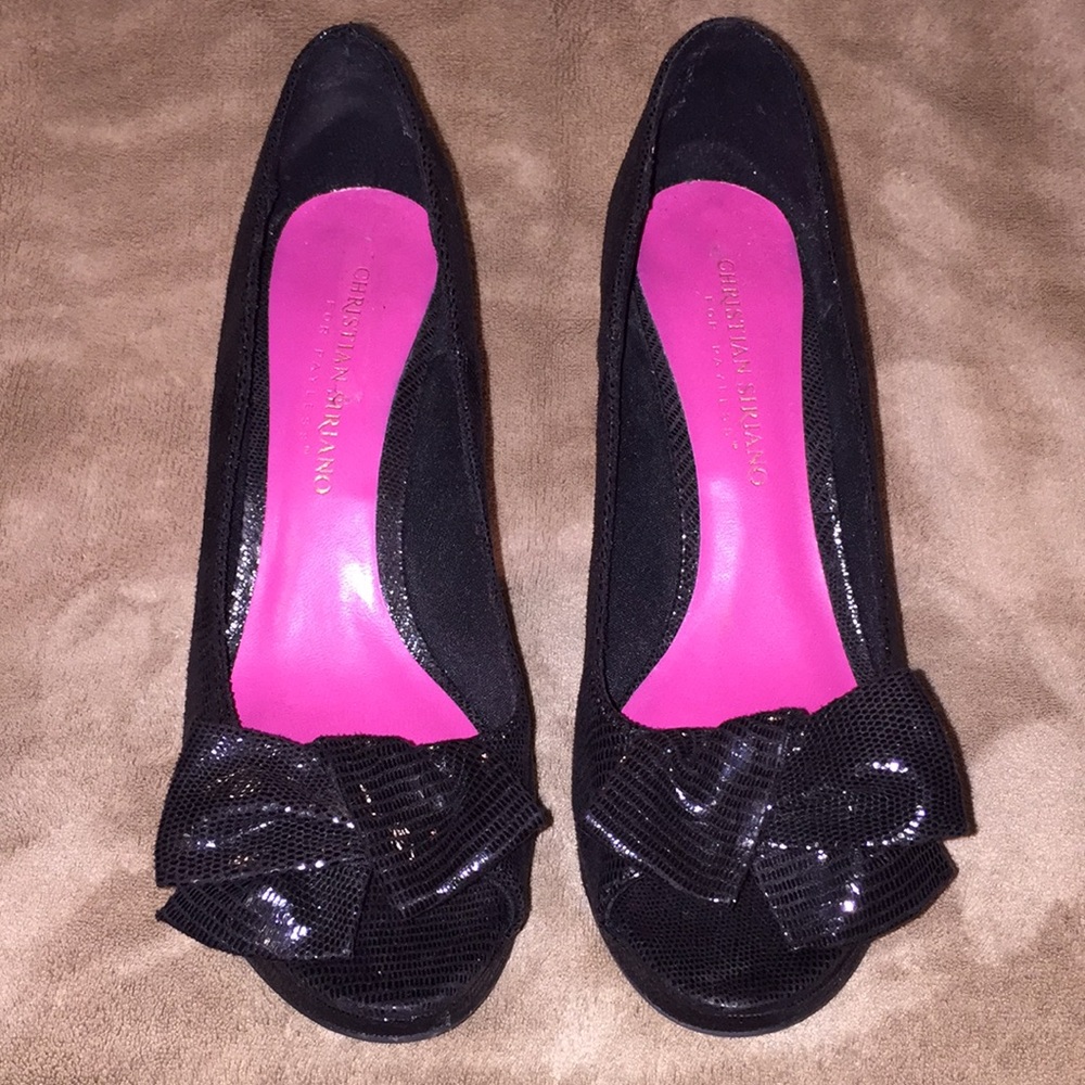 Christian Soriano Sz 6.5 blk 3.74” peep toe heels
